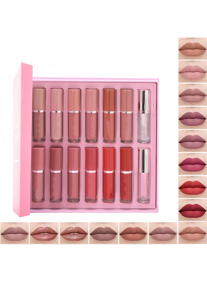 Huitich 14-Color Lip Gloss Gift Set – Matte & Shimmer Non-Sticky Lip Gloss, Lip Oil & Liquid Lipstick - Image 1
